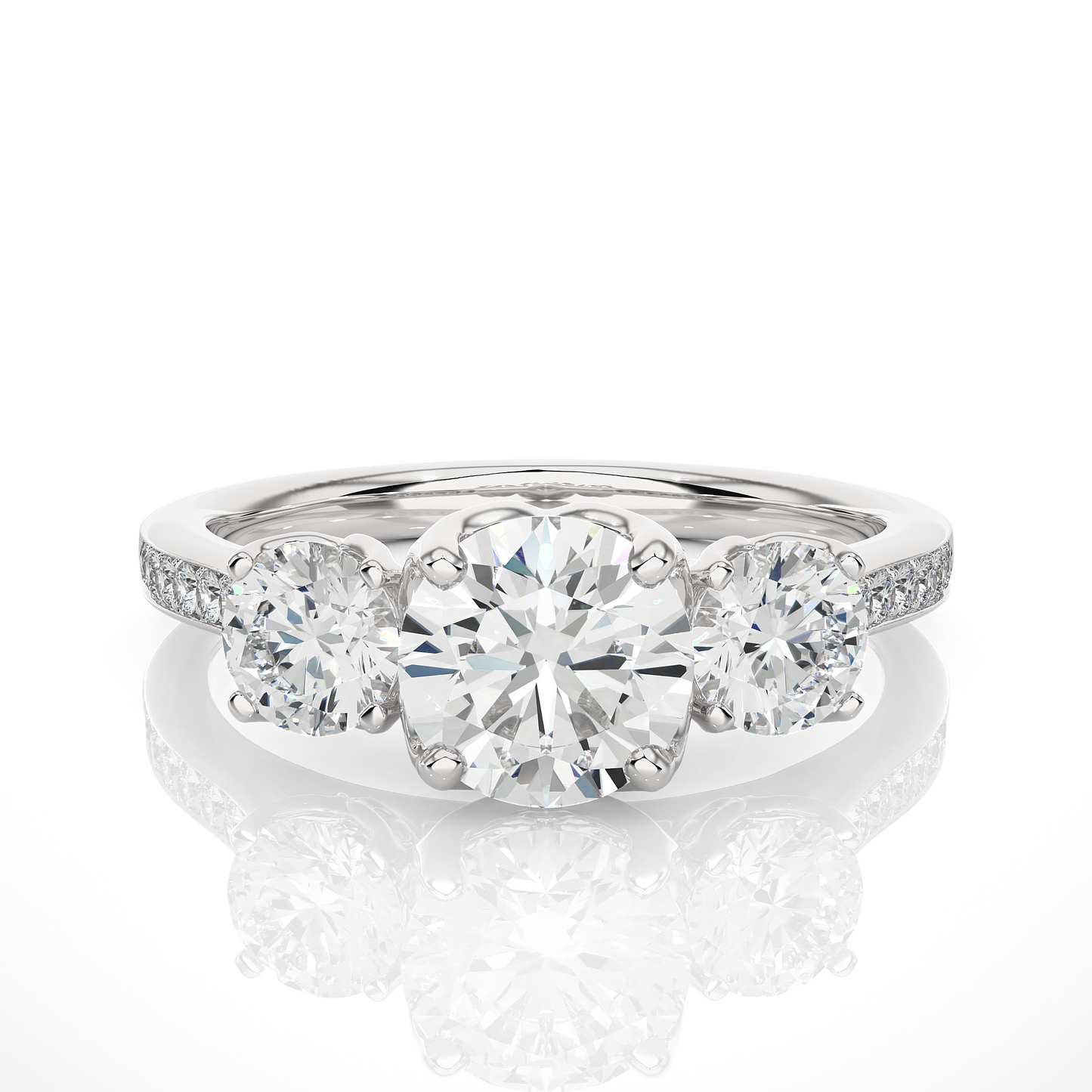 1.80 Ct Round Three Stone Wedding Lab Grown Diamond  Ring for engagement - HIGHCARAT DIAMONDS