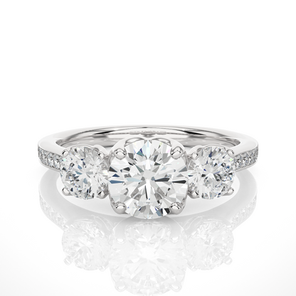 1.80 Ct Round Three Stone Wedding Lab Grown Diamond  Ring for engagement - HIGHCARAT DIAMONDS