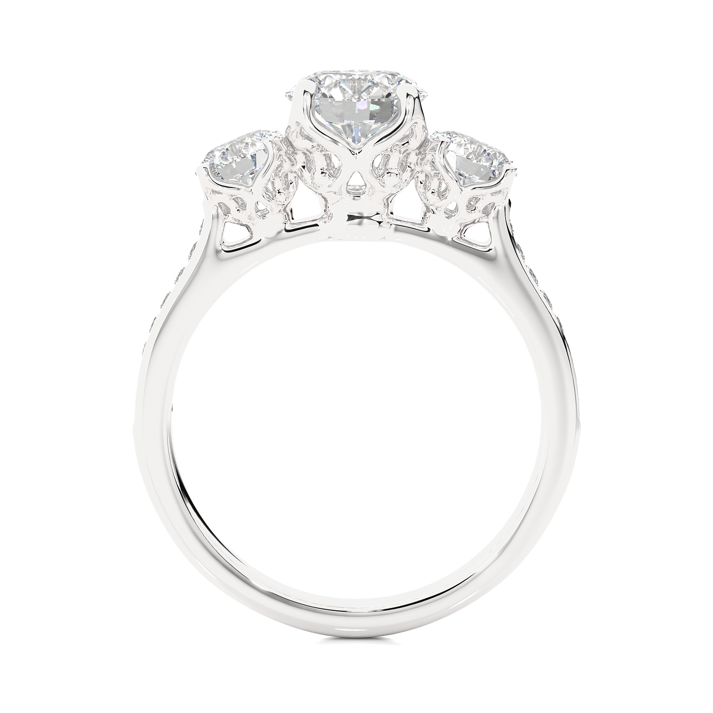 1.80 Ct Round Three Stone Wedding Lab Grown Diamond  Ring for engagement - HIGHCARAT DIAMONDS