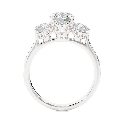 1.80 Ct Round Three Stone Wedding Lab Grown Diamond  Ring for engagement - HIGHCARAT DIAMONDS