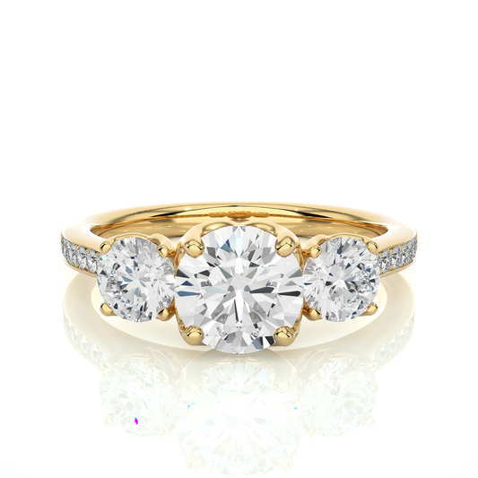 1.80 Ct Round Three Stone Wedding Lab Grown Diamond  Ring for engagement - HIGHCARAT DIAMONDS