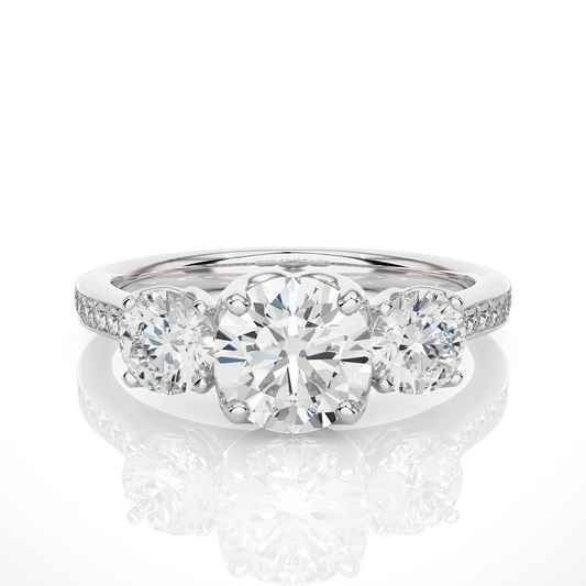 1.80 Ct Round Three Stone Wedding Lab Grown Diamond  Ring for engagement - HIGHCARAT DIAMONDS