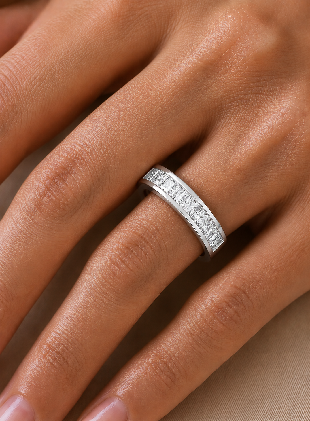 1.80CT Princess Cut White Colorless Lab Grown Diamond Minimalist Vintage Sparkling Promise Band - HIGHCARAT DIAMONDS