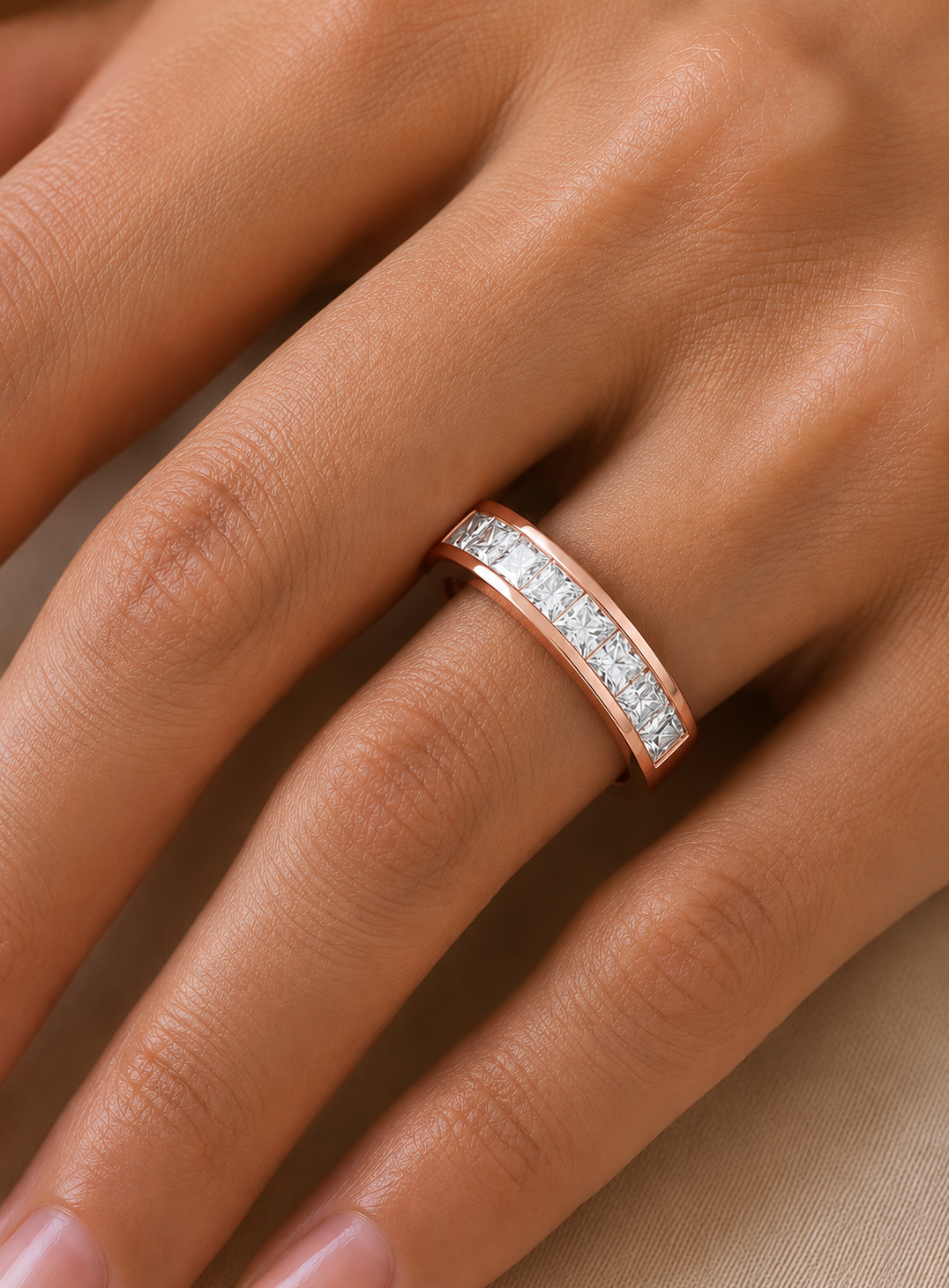 1.80CT Princess Cut White Colorless Lab Grown Diamond Minimalist Vintage Sparkling Promise Band - HIGHCARAT DIAMONDS