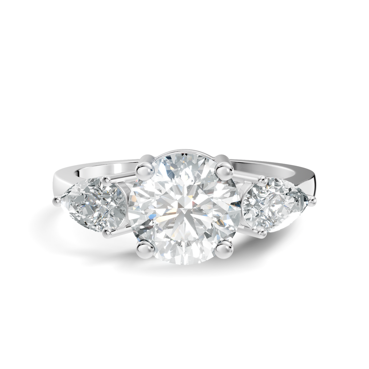 1.80Ct Pear and Round Cut High Quality Diamond Vintage Delicate Three Stone Dainty Party Wear Ring - HIGHCARAT DIAMONDS