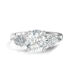 1.80Ct Pear and Round Cut High Quality Diamond Vintage Delicate Three Stone Dainty Party Wear Ring - HIGHCARAT DIAMONDS