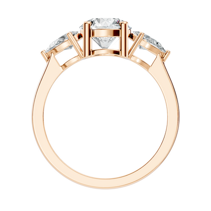 1.80Ct Pear and Round Cut High Quality Diamond Vintage Delicate Three Stone Dainty Party Wear Ring - HIGHCARAT DIAMONDS