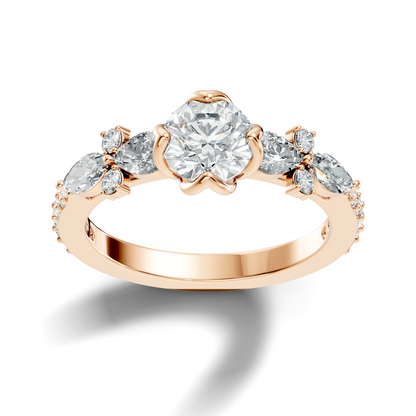 Round, Marquise and Pear Cut 1.80Ct Lab Grown Diamond Unique Delicate Prong Set Dainty Ring For Women's - HIGHCARAT DIAMONDS