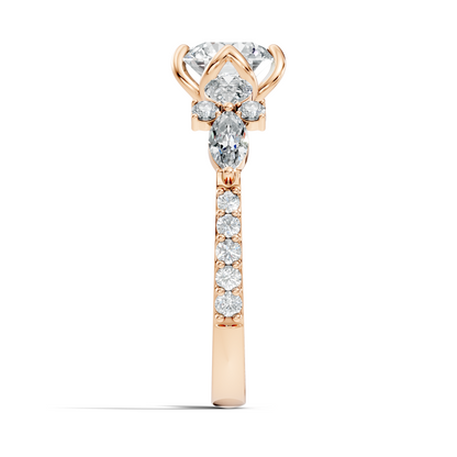 Round, Marquise and Pear Cut 1.80Ct Lab Grown Diamond Unique Delicate Prong Set Dainty Ring For Women's - HIGHCARAT DIAMONDS