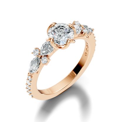 Round, Marquise and Pear Cut 1.80Ct Lab Grown Diamond Unique Delicate Prong Set Dainty Ring For Women's - HIGHCARAT DIAMONDS