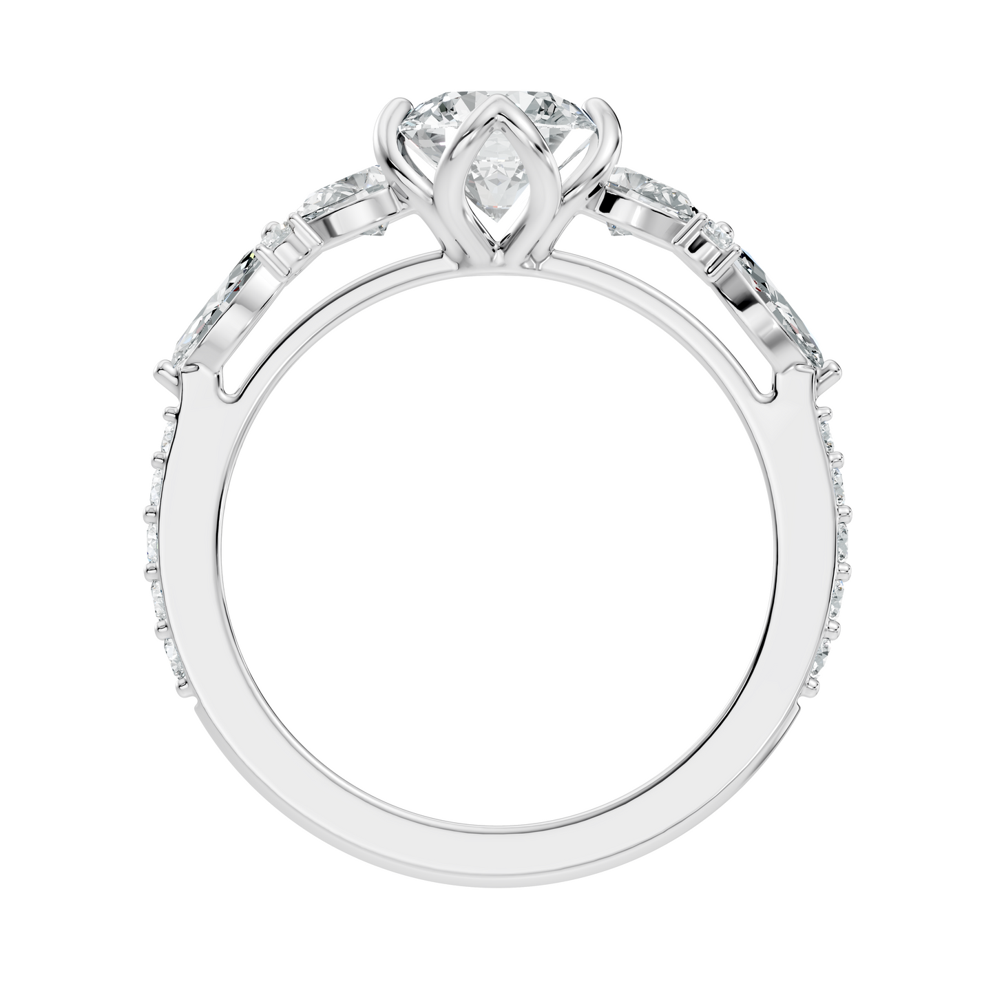 Round, Marquise and Pear Cut 1.80Ct Lab Grown Diamond Unique Delicate Prong Set Dainty Ring For Women's - HIGHCARAT DIAMONDS