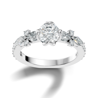 Round, Marquise and Pear Cut 1.80Ct Lab Grown Diamond Unique Delicate Prong Set Dainty Ring For Women's - HIGHCARAT DIAMONDS