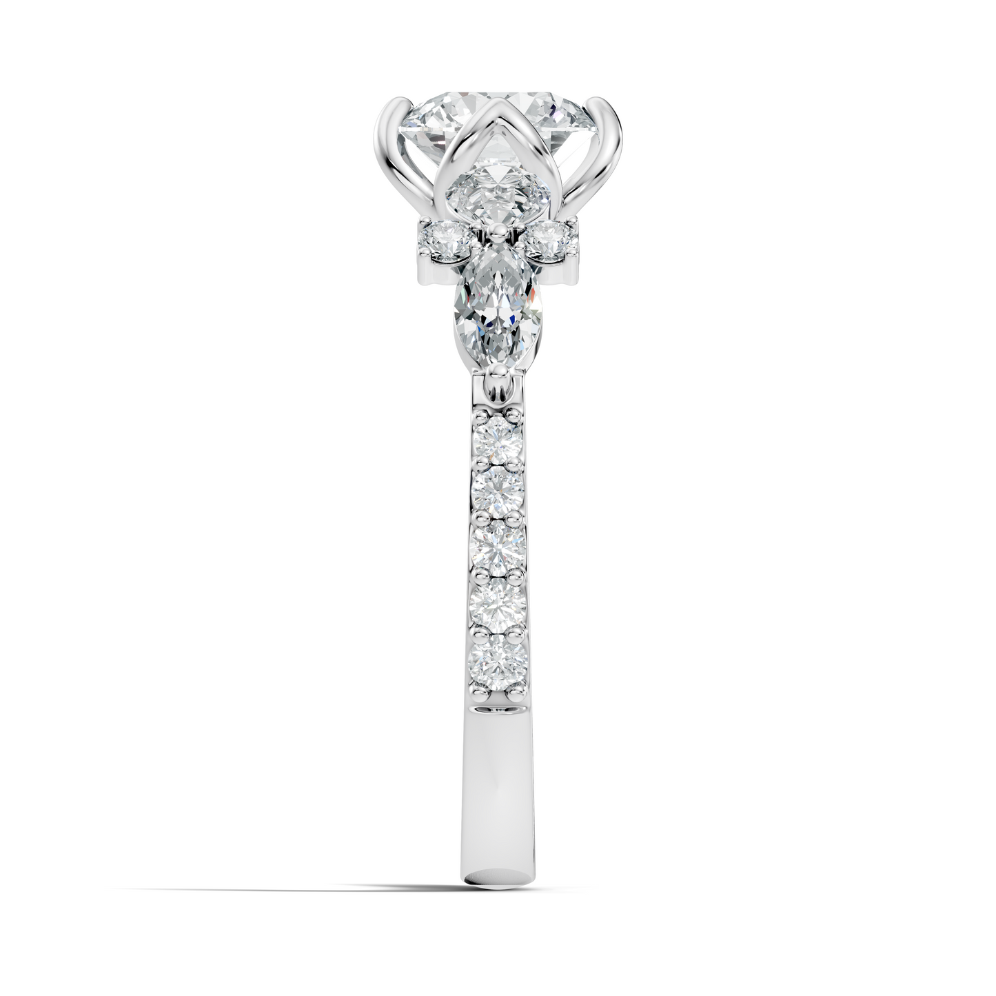 Round, Marquise and Pear Cut 1.80Ct Lab Grown Diamond Unique Delicate Prong Set Dainty Ring For Women's - HIGHCARAT DIAMONDS