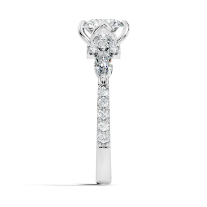 Round, Marquise and Pear Cut 1.80Ct Lab Grown Diamond Unique Delicate Prong Set Dainty Ring For Women's - HIGHCARAT DIAMONDS