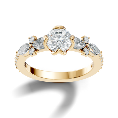 Round, Marquise and Pear Cut 1.80Ct Lab Grown Diamond Unique Delicate Prong Set Dainty Ring For Women's - HIGHCARAT DIAMONDS