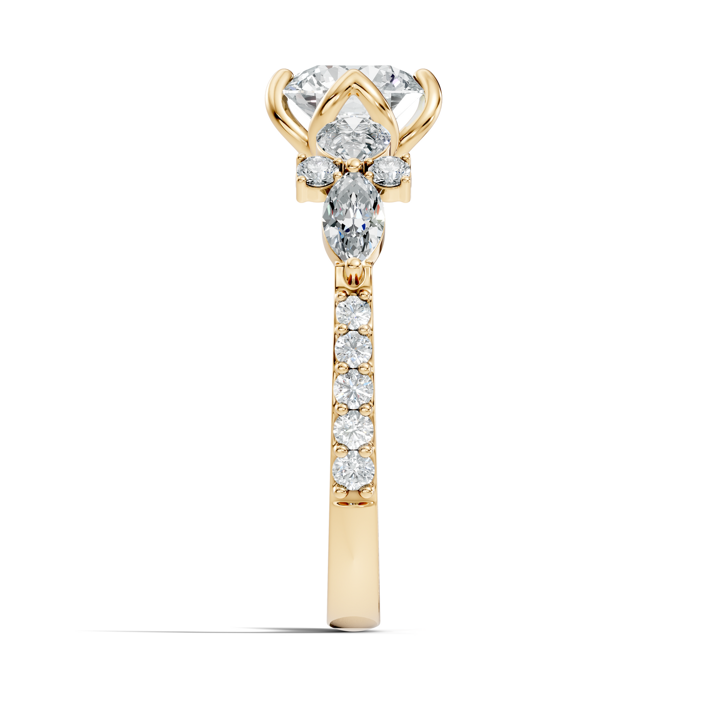 Round, Marquise and Pear Cut 1.80Ct Lab Grown Diamond Unique Delicate Prong Set Dainty Ring For Women's - HIGHCARAT DIAMONDS