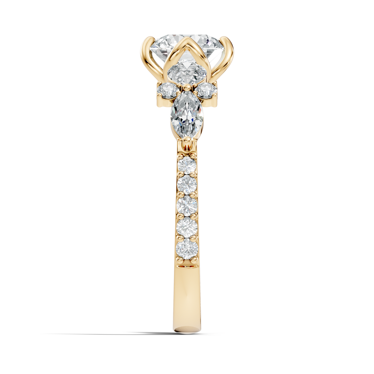 Round, Marquise and Pear Cut 1.80Ct Lab Grown Diamond Unique Delicate Prong Set Dainty Ring For Women's - HIGHCARAT DIAMONDS
