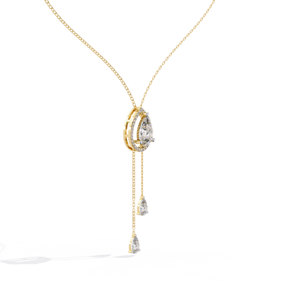 1.81 Ct Pear And Round Cut Lab Grown Diamond 10K solid White Gold  Halo Style Unique Stackable Necklace Gift For Her - HIGHCARAT DIAMONDS