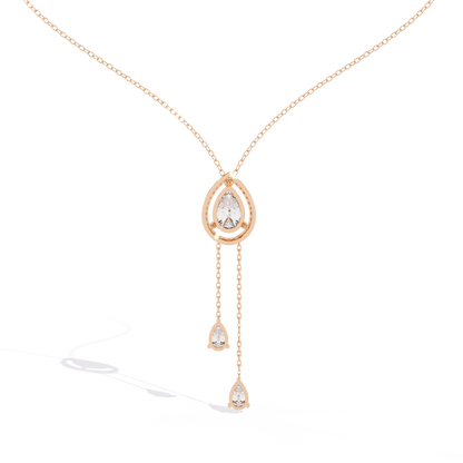 1.81 Ct Pear And Round Cut Lab Grown Diamond 10K solid White Gold  Halo Style Unique Stackable Necklace Gift For Her - HIGHCARAT DIAMONDS