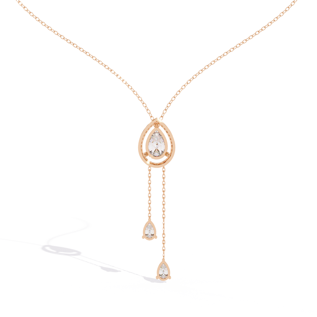 1.81 Ct Pear And Round Cut Lab Grown Diamond 10K solid White Gold  Halo Style Unique Stackable Necklace Gift For Her - HIGHCARAT DIAMONDS
