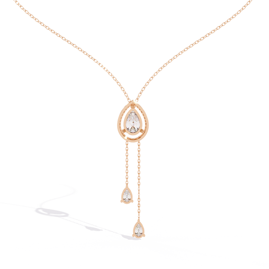 1.81 Ct Pear And Round Cut Lab Grown Diamond 10K solid White Gold  Halo Style Unique Stackable Necklace Gift For Her - HIGHCARAT DIAMONDS