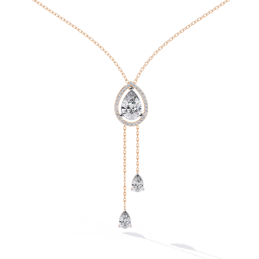 1.81 Ct Pear And Round Cut Lab Grown Diamond 10K solid White Gold  Halo Style Unique Stackable Necklace Gift For Her - HIGHCARAT DIAMONDS