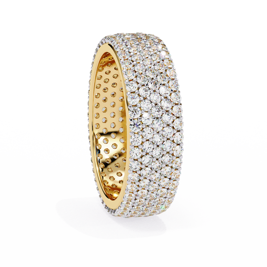 1.81Ct Round Cut Natural Diamond 5 Row Elegant Modern Classic Delicate Dainty Wedding Band For Her - HIGHCARAT DIAMONDS