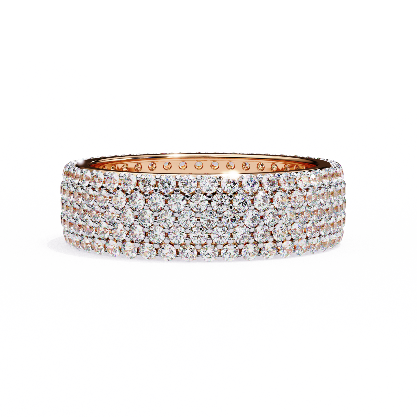 1.81Ct Round Cut Natural Diamond 5 Row Elegant Modern Classic Delicate Dainty Wedding Band For Her - HIGHCARAT DIAMONDS