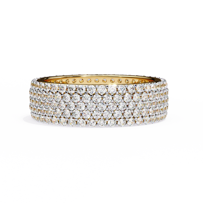 1.81Ct Round Cut Natural Diamond 5 Row Elegant Modern Classic Delicate Dainty Wedding Band For Her - HIGHCARAT DIAMONDS