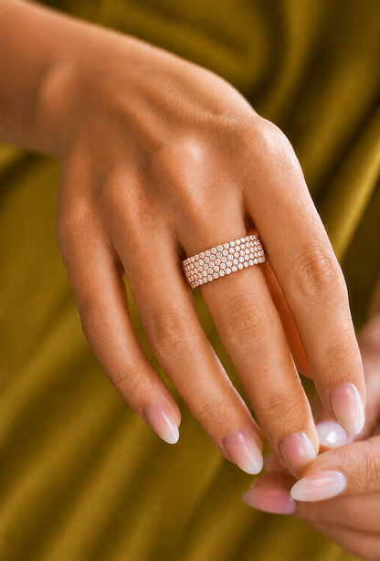 1.81Ct Round Cut Natural Diamond 5 Row Elegant Modern Classic Delicate Dainty Wedding Band For Her - HIGHCARAT DIAMONDS