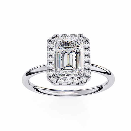 1.83 Ct Emerald And Round Cut Lab Grown Diamond And 10k Solid Gold Classic Vintage Women Gifted for her Ring
