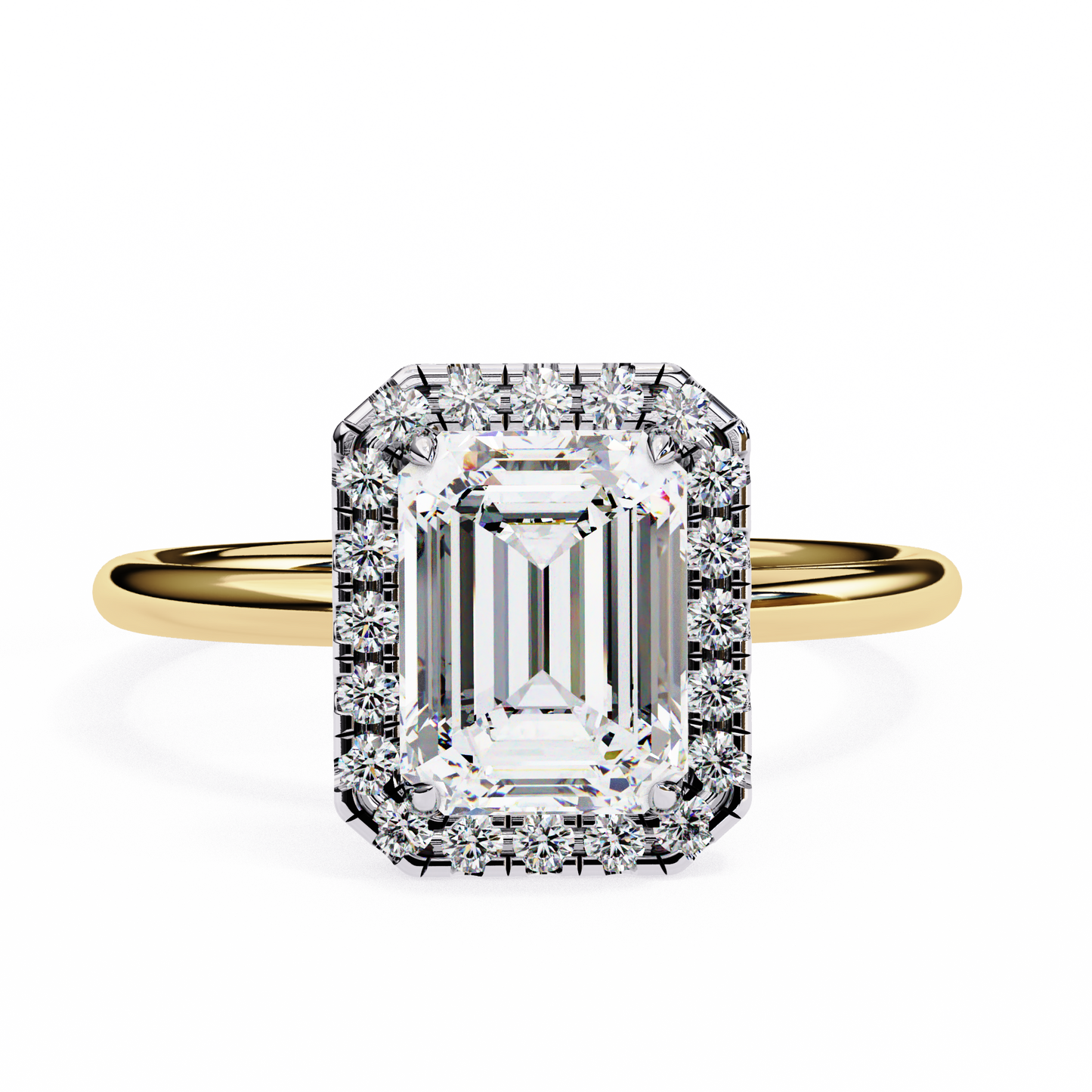 1.83 Ct Emerald And Round Cut Lab Grown Diamond And 10k Solid Gold Classic Vintage Women Gifted for her Ring - HIGHCARAT DIAMONDS