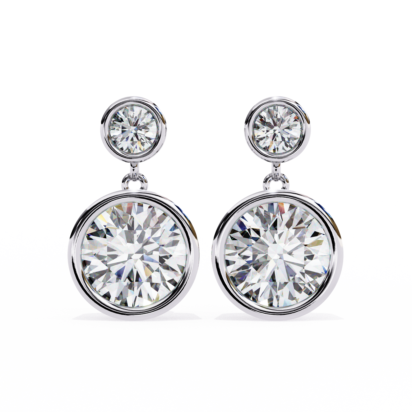 1.83Ct Round Cut Top Grade Diamond Bezel Set Unique Dainty Minimalist Solitaire Drop Party Wear Earring Gift For Her - HIGHCARAT DIAMONDS