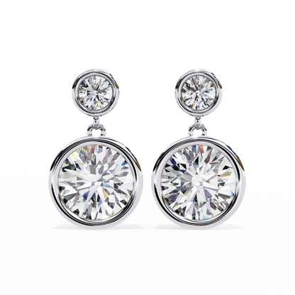 1.83Ct Round Cut Top Grade Diamond Bezel Set Unique Dainty Minimalist Solitaire Drop Party Wear Earring Gift For Her - HIGHCARAT DIAMONDS