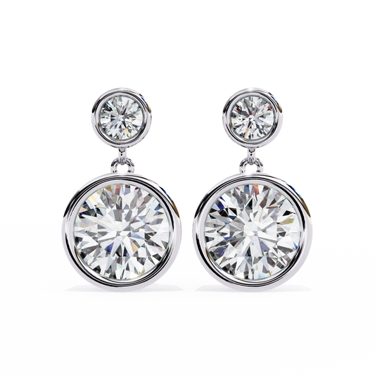 1.83Ct Round Cut Top Grade Diamond Bezel Set Unique Dainty Minimalist Solitaire Drop Party Wear Earring Gift For Her - HIGHCARAT DIAMONDS