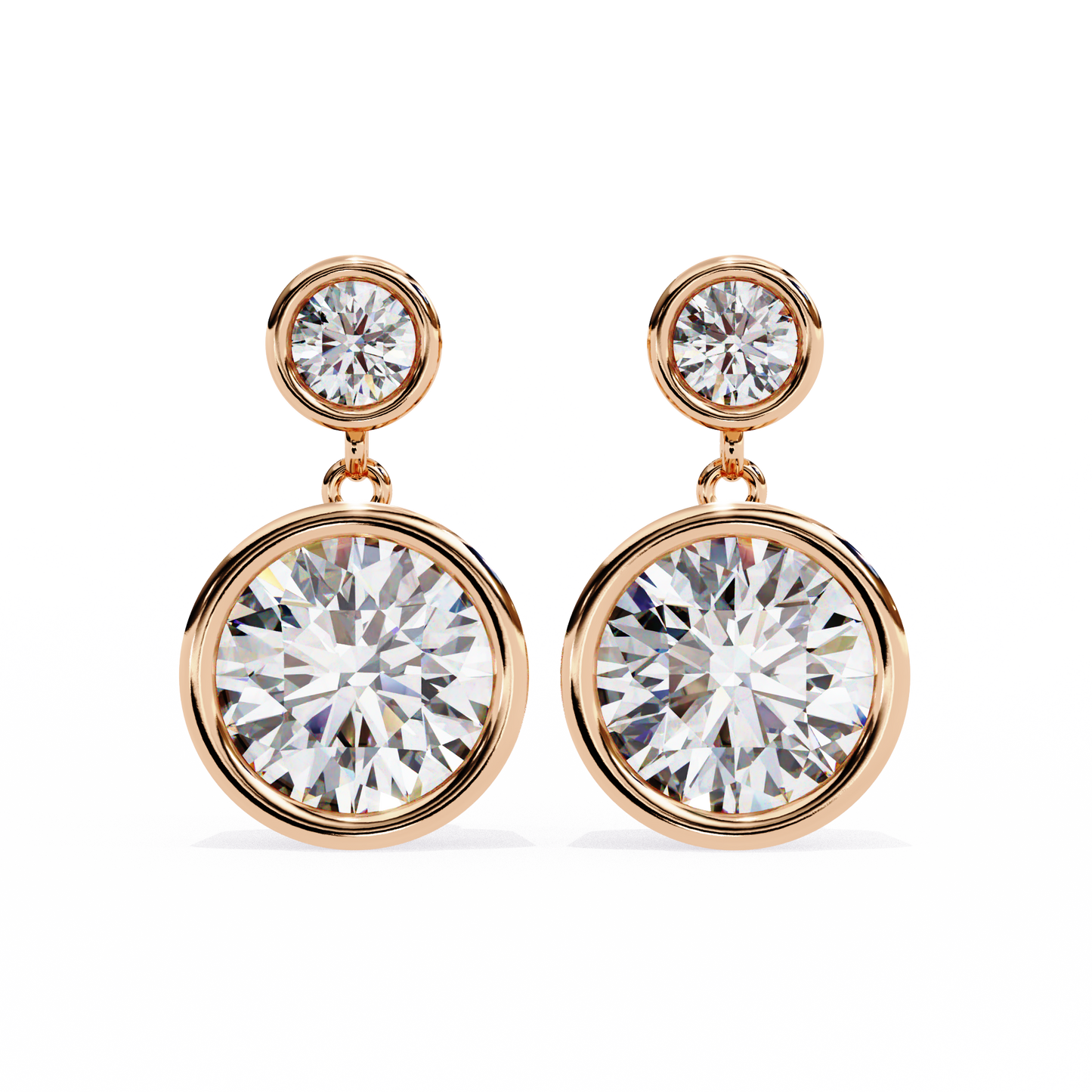 1.83Ct Round Cut Top Grade Diamond Bezel Set Unique Dainty Minimalist Solitaire Drop Party Wear Earring Gift For Her - HIGHCARAT DIAMONDS