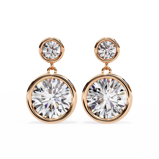 1.83Ct Round Cut Top Grade Diamond Bezel Set Unique Dainty Minimalist Solitaire Drop Party Wear Earring Gift For Her - HIGHCARAT DIAMONDS