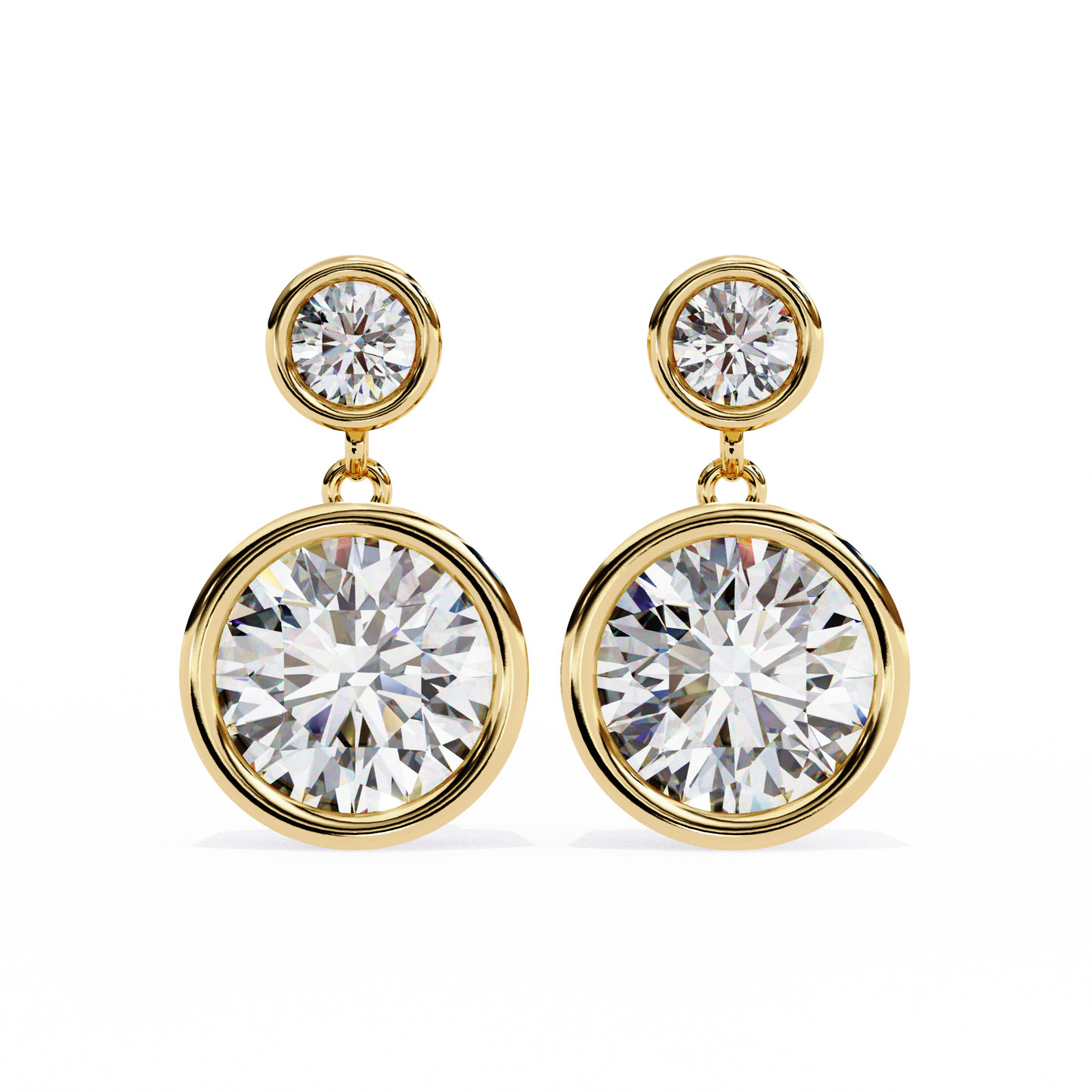 1.83Ct Round Cut Top Grade Diamond Bezel Set Unique Dainty Minimalist Solitaire Drop Party Wear Earring Gift For Her - HIGHCARAT DIAMONDS