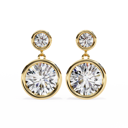 1.83Ct Round Cut Top Grade Diamond Bezel Set Unique Dainty Minimalist Solitaire Drop Party Wear Earring Gift For Her - HIGHCARAT DIAMONDS