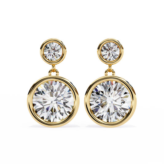 1.83Ct Round Cut Top Grade Diamond Bezel Set Unique Dainty Minimalist Solitaire Drop Party Wear Earring Gift For Her - HIGHCARAT DIAMONDS