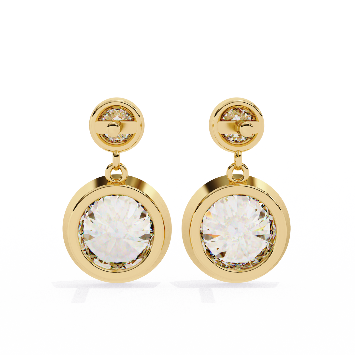 1.83Ct Round Cut Top Grade Diamond Bezel Set Unique Dainty Minimalist Solitaire Drop Party Wear Earring Gift For Her - HIGHCARAT DIAMONDS