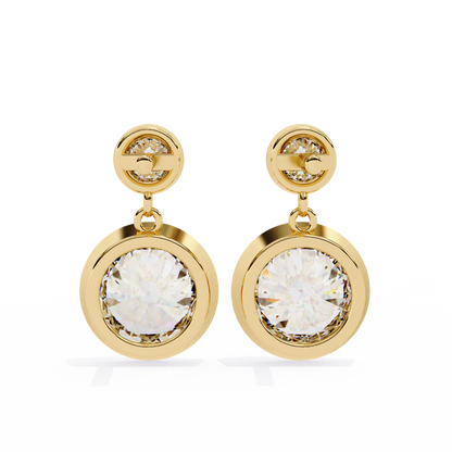 1.83Ct Round Cut Top Grade Diamond Bezel Set Unique Dainty Minimalist Solitaire Drop Party Wear Earring Gift For Her - HIGHCARAT DIAMONDS