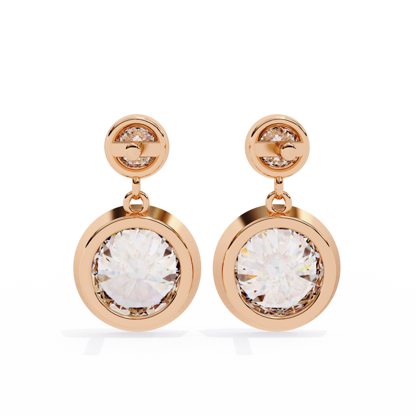 1.83Ct Round Cut Top Grade Diamond Bezel Set Unique Dainty Minimalist Solitaire Drop Party Wear Earring Gift For Her - HIGHCARAT DIAMONDS