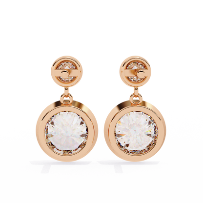 1.83Ct Round Cut Top Grade Diamond Bezel Set Unique Dainty Minimalist Solitaire Drop Party Wear Earring Gift For Her - HIGHCARAT DIAMONDS