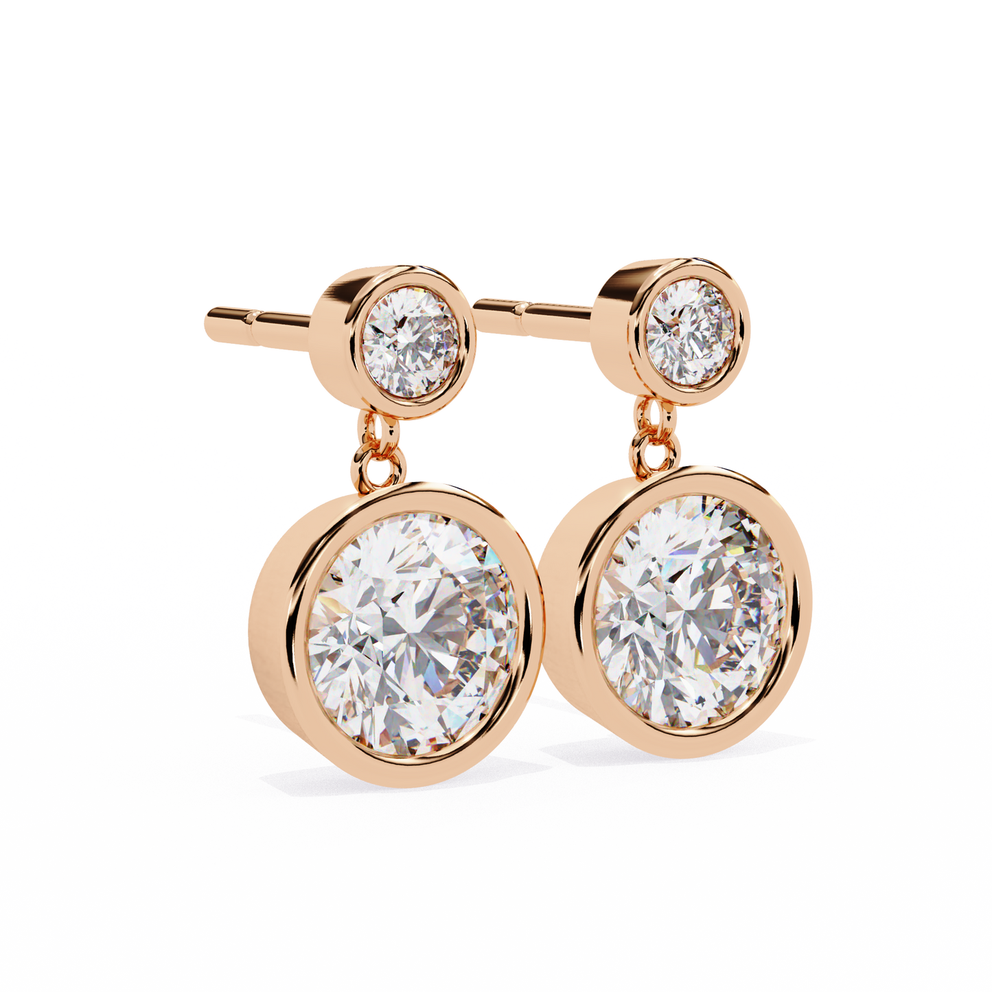 1.83Ct Round Cut Top Grade Diamond Bezel Set Unique Dainty Minimalist Solitaire Drop Party Wear Earring Gift For Her - HIGHCARAT DIAMONDS