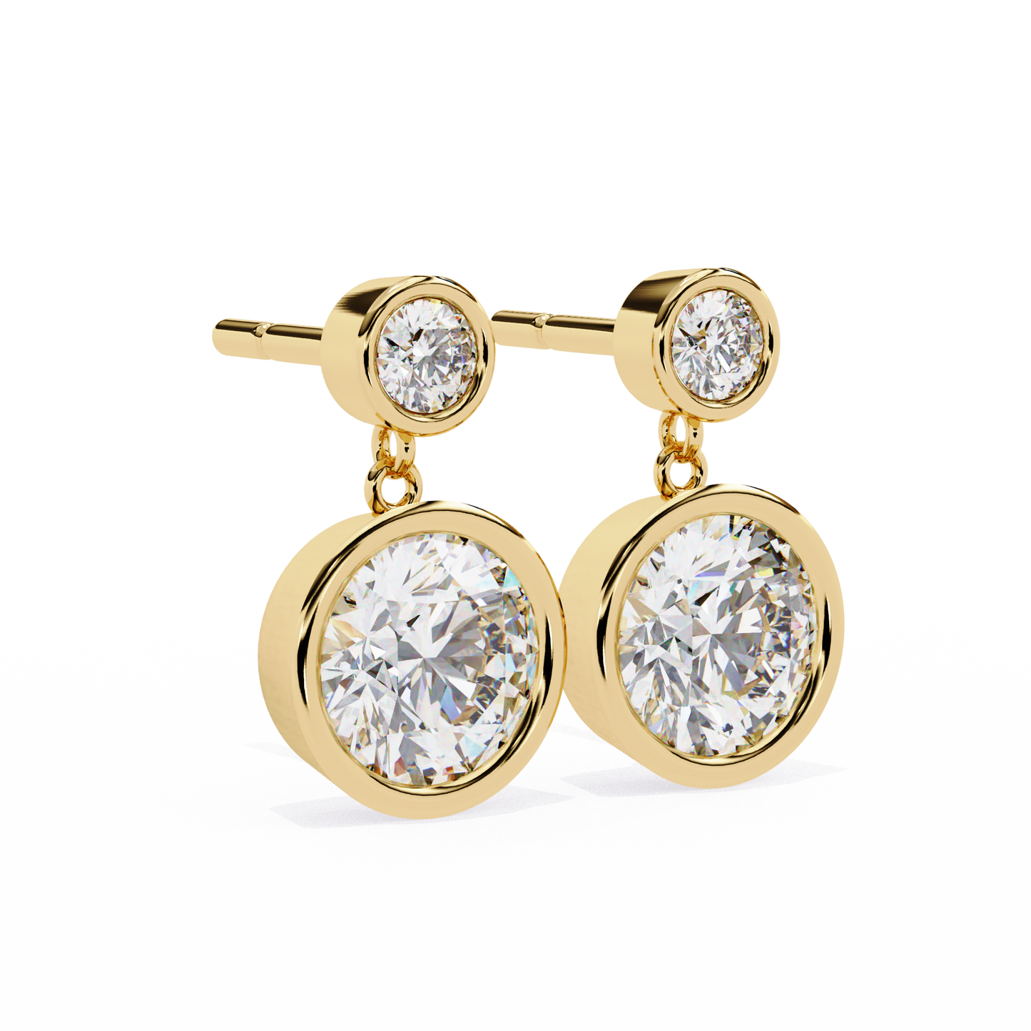 1.83Ct Round Cut Top Grade Diamond Bezel Set Unique Dainty Minimalist Solitaire Drop Party Wear Earring Gift For Her - HIGHCARAT DIAMONDS