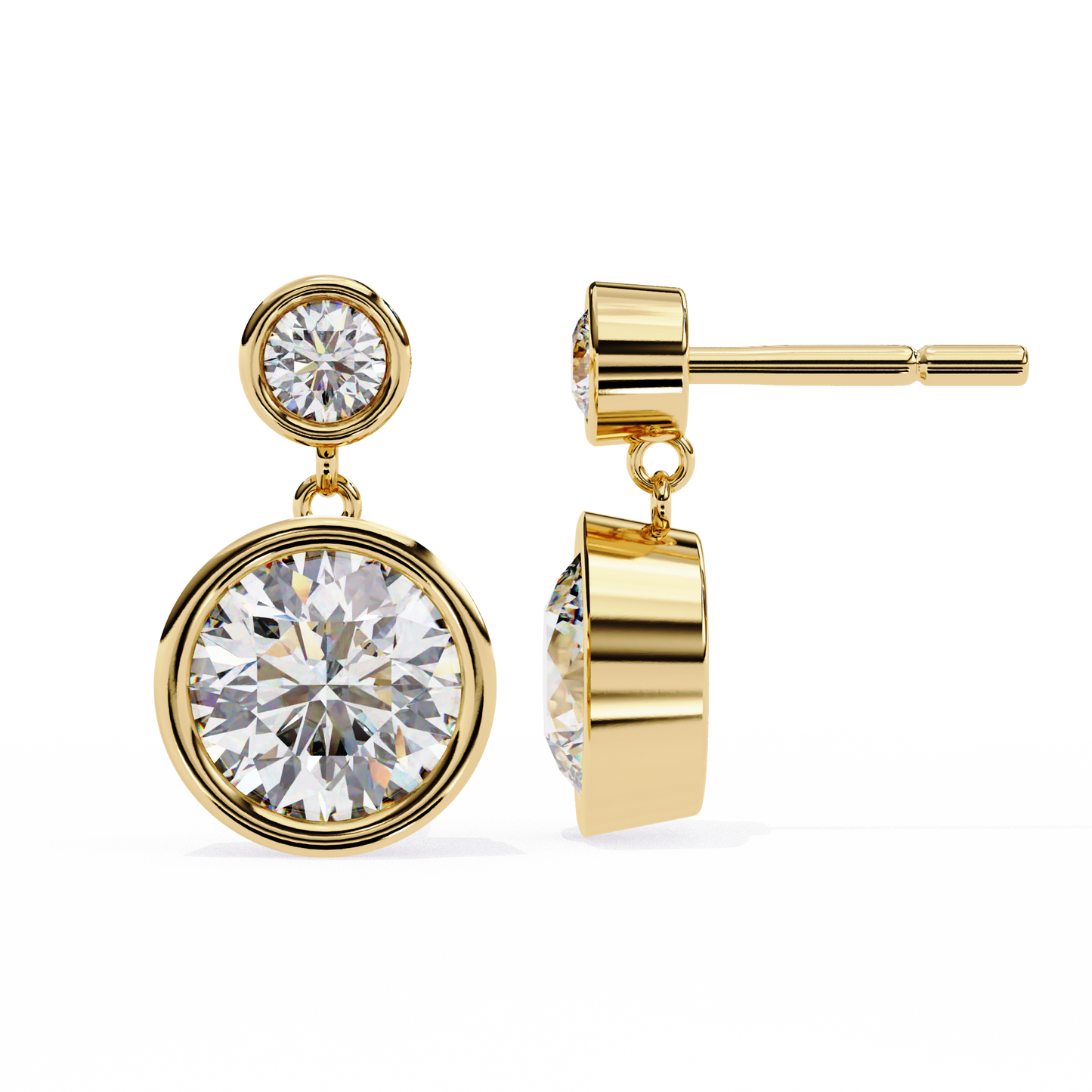 1.83Ct Round Cut Top Grade Diamond Bezel Set Unique Dainty Minimalist Solitaire Drop Party Wear Earring Gift For Her - HIGHCARAT DIAMONDS