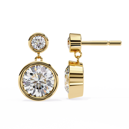 1.83Ct Round Cut Top Grade Diamond Bezel Set Unique Dainty Minimalist Solitaire Drop Party Wear Earring Gift For Her - HIGHCARAT DIAMONDS