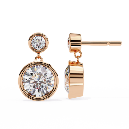 1.83Ct Round Cut Top Grade Diamond Bezel Set Unique Dainty Minimalist Solitaire Drop Party Wear Earring Gift For Her - HIGHCARAT DIAMONDS