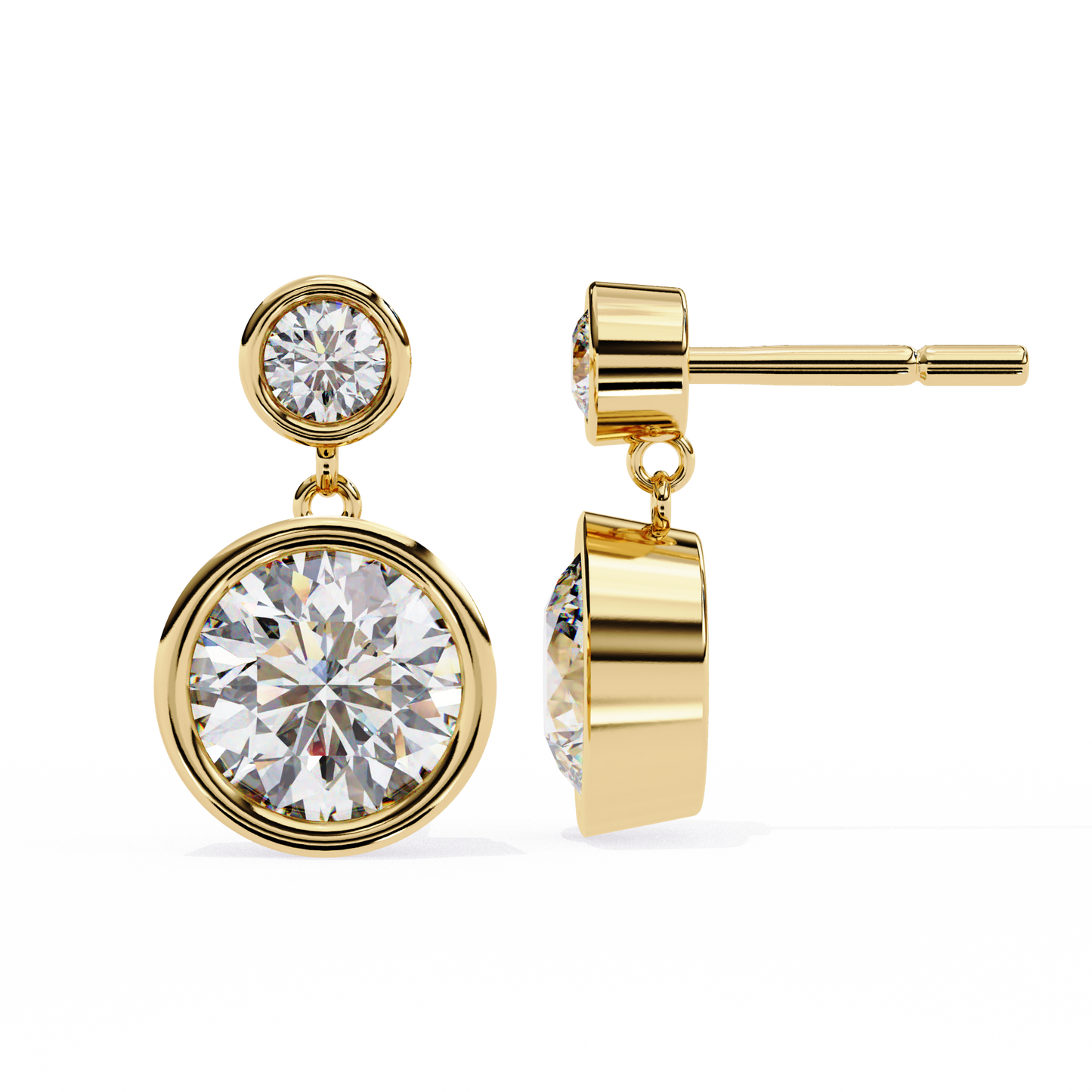 1.83Ct Round Cut Top Grade Diamond Bezel Set Unique Dainty Minimalist Solitaire Drop Party Wear Earring Gift For Her - HIGHCARAT DIAMONDS